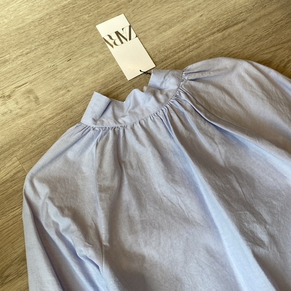 NWT Zara | Light Blue Back Bow Crop Top | Size Small - Picture 5 of 10